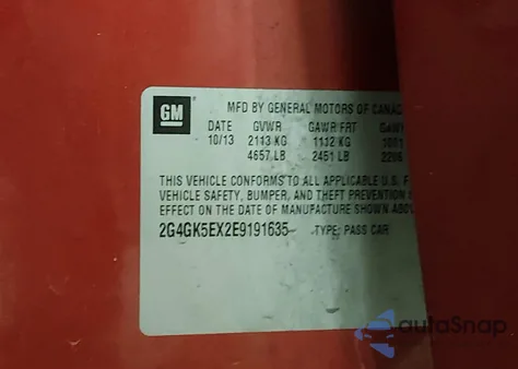 2014 Buick Regal Turbo from USA, damaged, VIN 2G4GK5EX2E9191635